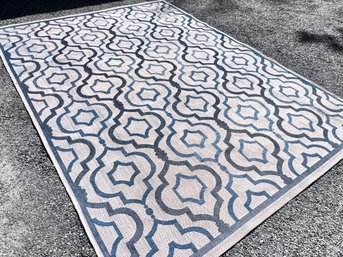 Safavieh Courtyard Beige Navy With Blue Weft Outdoor Polypropylene Rug (1 0f 2)