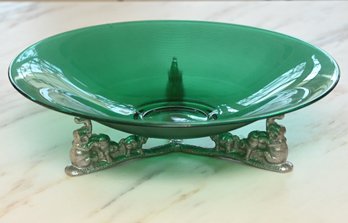 Arthur Court Elephants At Play Glass Bowl Centerpiece