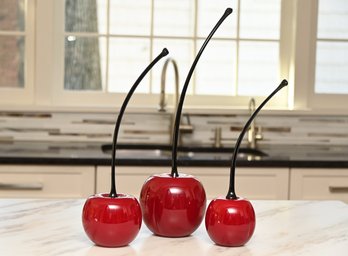 Donald Carlson Large Art Glass Cherry Trio