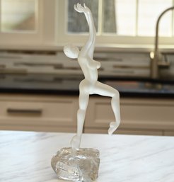 Frosted Crystal Nude Woman Figure In The Style Of Lalique