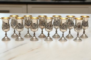 Set Of 12 Ornate Small Chalices