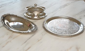 Silver Plate Serveware Trio