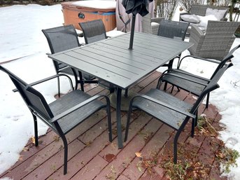 Outdoor Dining Set With 6 Chairs And Patio Umbrella