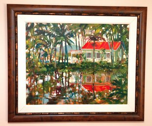 Framed Tropical House Landscape Print