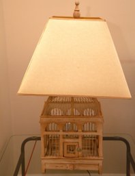 Decorative Birdcage-Form Table Lamp With Shade