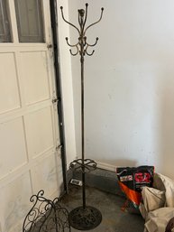 Antique Style Metal Freestanding Coat & Hat Rack With 12 Hooks