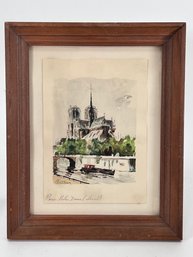 Vintage Notre Dame Cathedral Work On Paper
