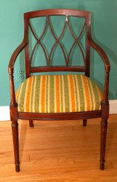 Wooden Armchair With Upholstered Seat