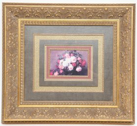 Beautiful Roses Still-Life Print In Ornate Gilt Frame