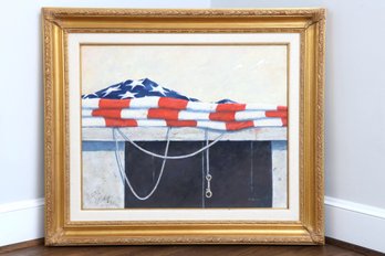 R. Heath American Flag Paint On Board