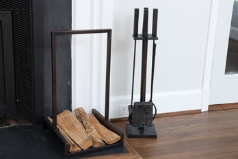 Modern Fireplace Tools & Log Holder