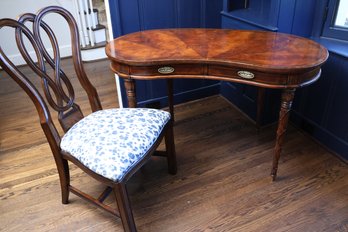 Gorgeous Walnut Kidney Desk With French Carved Chair