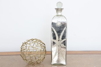 Modern Decor - Mirrored Decanter With Gold Orb