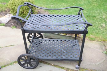 Outdoor Metal Bar Cart On Wheels