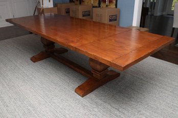 Rectangular Wood Extension Dining Table With Trestle Base