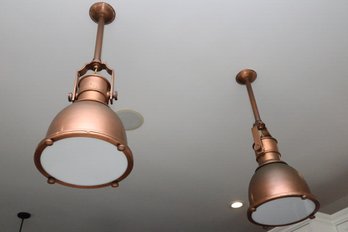 Pair Of Industrial Style Pendant Ceiling Lights