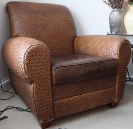Woven Club Chair With Leather Seat