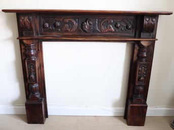Carved Oak Jacobean-style Fireplace Mantel