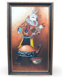 Jimmy Yellowhair (Native American, 20th-21st C.) Oil Painting - 'Hon-Bear Kachina'
