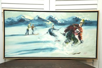 Weigel Oil Painting Of Alpine Skiers