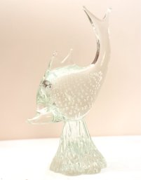 Clear Art Glass Fish Sculpture