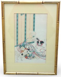 Toyohara Chikanobu (Japanese, 1838-1912) Woodblock Print - 'Excited Dogs'