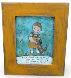 Barbara Olsen (American, 20th C.) Mixed Media Collage - 'Little Boys'