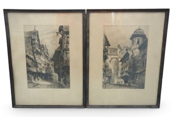 Charles Pinet (French, 1867-1932) Etchings - 'Strasbourg'