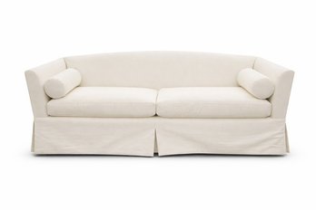 Upholstered Skirted Sofa With Bolster Pillows