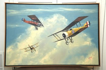 Weigel Oil Painting Of World War I Biplanes