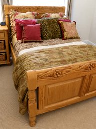 Pine Bed Frame With Carved Details