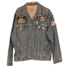 Levi's Denim Harley Davidson Jacket With Pins And Patches
