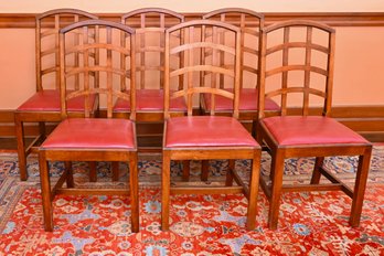 Set Of 6 Heals Of London Arts & Crafts Oak Lattice-Back Dining Chairs, Circa 1920- Appraisal $14,000