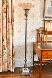 Art Deco Brass And Marble Torchiere Floor Lamp