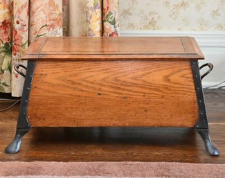 English Arts & Crafts Oak Slipper Box With Herringbone Inlay, Circa 1895- Appraisal $1,800