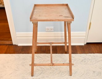 Rustic Pine Side Table With Raised Edge Top