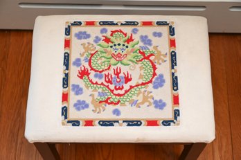 Antique Needle Point Low Footstool