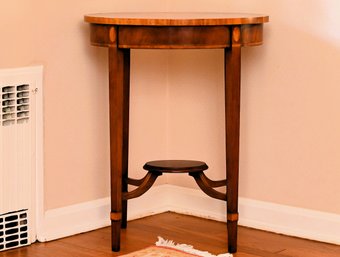 Inlaid Wood Marquetry Sunburst Medallion Side Table