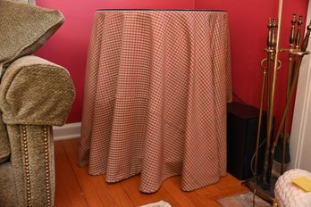 Traditional Round Skirted Table With Glass Top