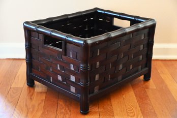 Dark Wooden Woven Storage Basket