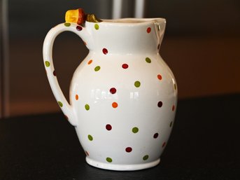 Charming Ceramic Pitcher With A Whimsical Polka Dot Design