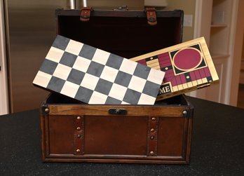 Leather Game Chest  With Games