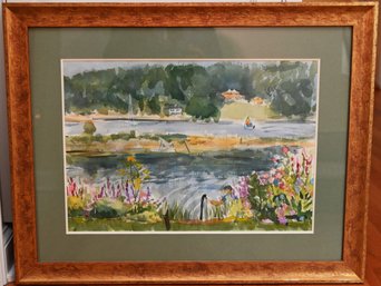 Watercolor Countryside Sailboat By Frances Powers Cold Spring Harbor Artist