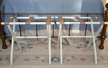 Pair Of White Wooden Luggage Racks
