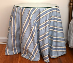 Glass Top Draped Fabric Side Table