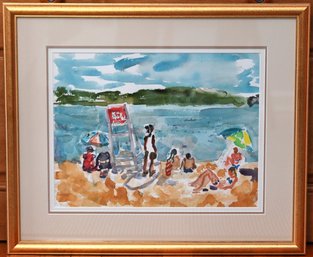 A Day At The Beach Original Watercolor By Local Artist Frances Powers