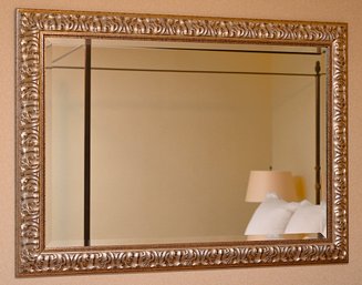 Silver Leaf Wall Mirror With Beveled Edge Glass