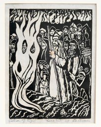 Emil Armin Pillar Of Light Linocut Print, Dated 1964, Framed, #2