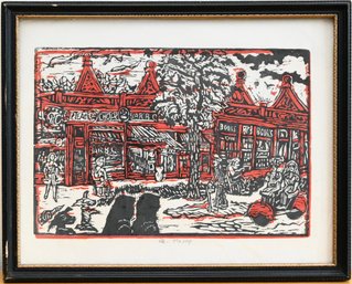Emil Armin Street Scene Woodblock Print