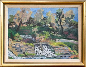 Landscape By Emil Armin Oil On Canvas 1947